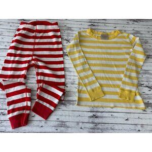 Hanna Andersson Kids Yellow Red Striped Christmas Holiday Pajama Set 5 Snug Fit